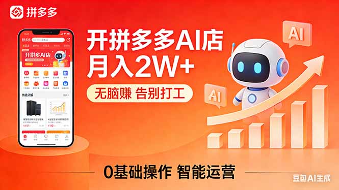 开一家拼多多AI店，月入2W+，无脑赚，告别打工，附SOP手册-轻创资源网