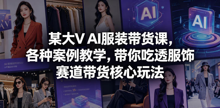 某大V AI服装带货课，各种案例教学，带你吃透服饰赛道带货核心玩法-轻创资源网