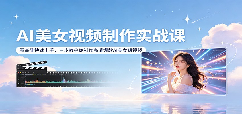 AI美女视频制作实战课：零基础快速上手，三步教会你制作高清爆款AI美女短视频-轻创资源网
