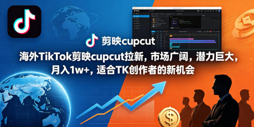 海外TikTok剪映cupcut拉新，市场广阔，潜力巨大，月入1w+，适合TK创作者的新机会-轻创资源网