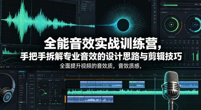 全能音效实战训练营，手把手拆解专业音效的设计思路与剪辑技巧，全面提升视频的音效质感-轻创资源网