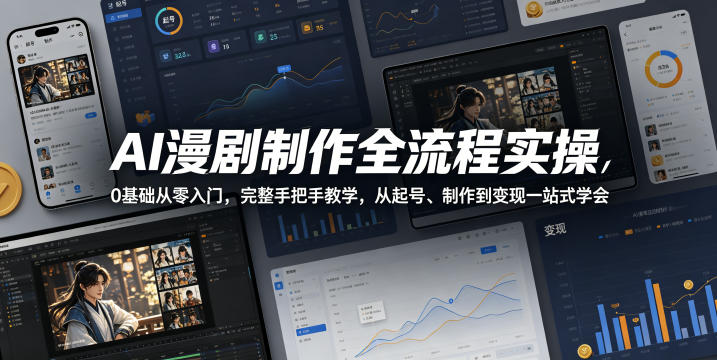AI漫剧制作全流程实操，0基础从零入门，完整手把手教学，从起号、制作到变现一站式学会-轻创资源网