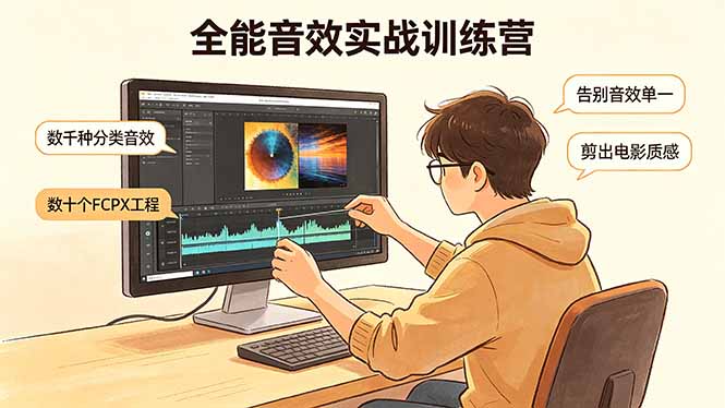 全能音效实战训练营：数千种分类音效+数十个FCPX工程，告别音效单一，剪出电影质感-轻创资源网