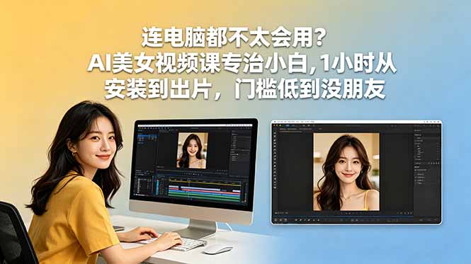 连电脑都不太会用？AI美女视频课专治小白，1小时从安装到出片，门槛低到没朋友-轻创资源网