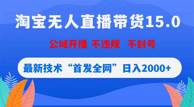 淘宝无人直播带货15.0，不封号，不违规，公域玩法，首发全网日入2000+-轻创资源网