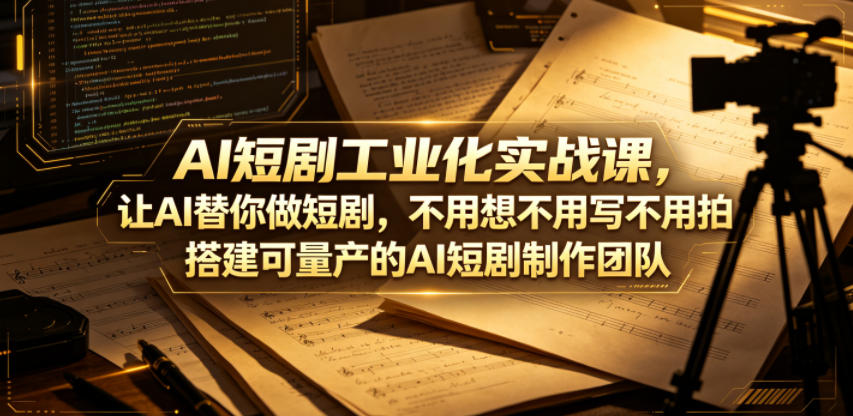 AI短剧工业化实战课，让AI替你做短剧，不用想不用写不用拍，搭建可量产的AI短剧制作团队-轻创资源网