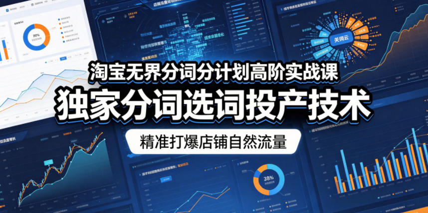 淘宝无界分词分计划高阶实战课，独家分词选词投产技术，精准打爆店铺自然流量-轻创资源网