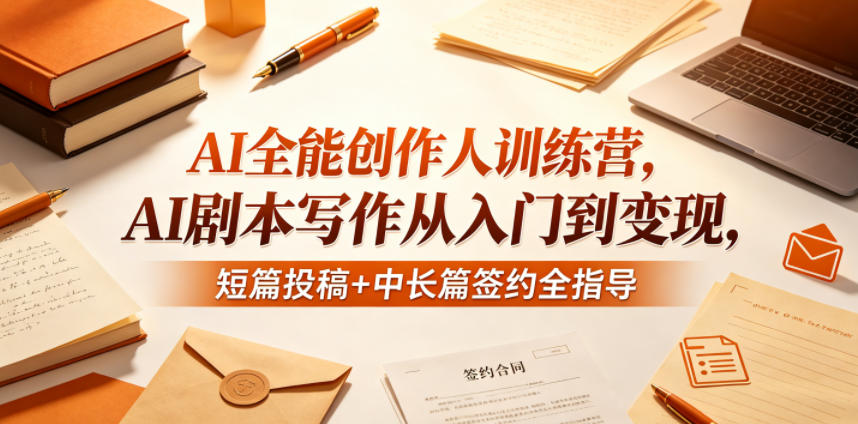 AI全能创作人训练营，AI剧本写作从入门到变现，短篇投稿+中长篇签约全指导-轻创资源网