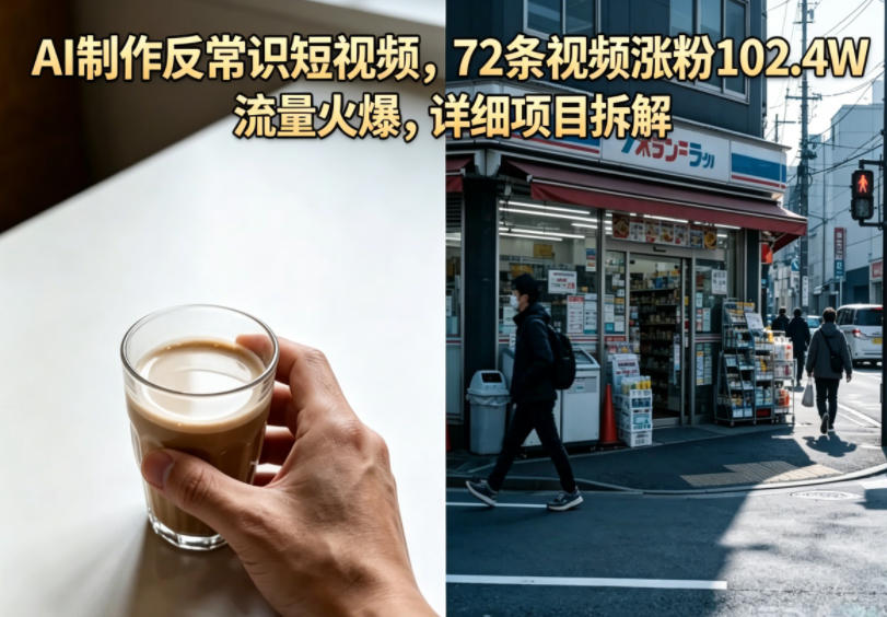AI制作反常识短视频，72条视频涨粉102.4W，流量火爆，详细项目拆解-轻创资源网