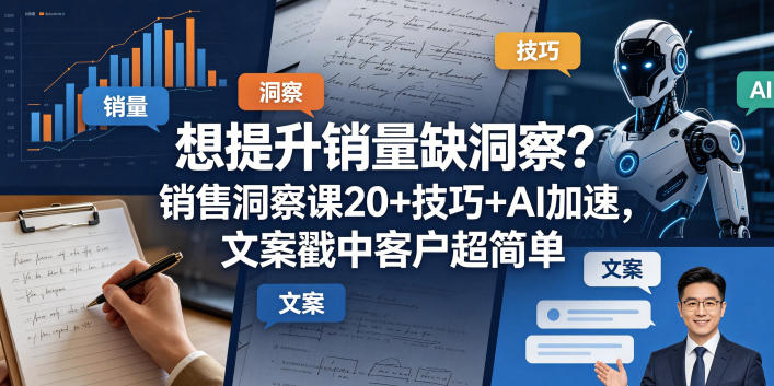 想提升销量缺洞察？销售洞察课20+技巧+AI加速，文案戳中客户超简单【原创双语字幕】-轻创资源网
