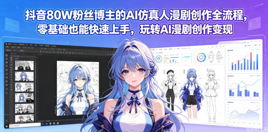 抖音80W粉丝博主的AI仿真人漫剧创作全流程，零基础也能快速上手，玩转AI漫剧创作变现-轻创资源网