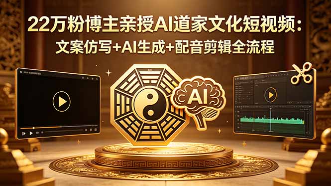 22万粉博主亲授AI道家文化短视频：文案仿写+AI生成+配音剪辑全流程-轻创资源网