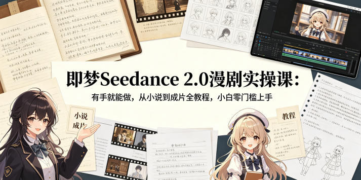 即梦Seedance 2.0漫剧实操课：有手就能做，从小说到成片全教程，小白零门槛上手-轻创资源网