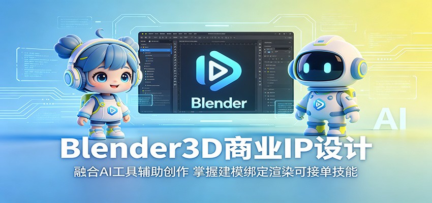 Blender3D商业IP设计：融合AI工具辅助创作，掌握建模绑定渲染可接单技能-轻创资源网