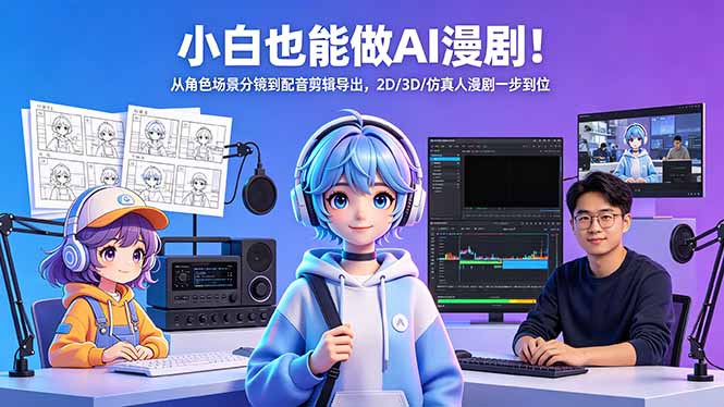 小白也能做AI漫剧！从角色场景分镜到配音剪辑导出，2D/3D/仿真人漫剧一步到位-轻创资源网