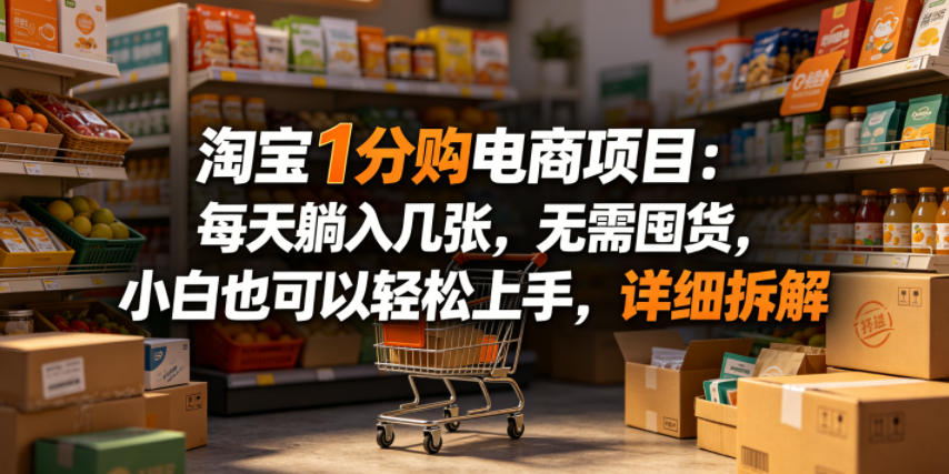 淘宝1分购电商项目：每天躺入几张，无需囤货，小白也可以轻松上手，详细拆解-轻创资源网