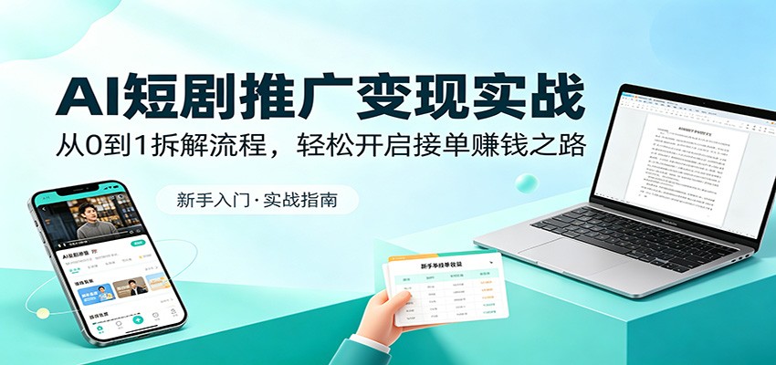 AI短剧推广变现实战：从0到1拆解流程，轻松开启接单赚钱之路-轻创资源网