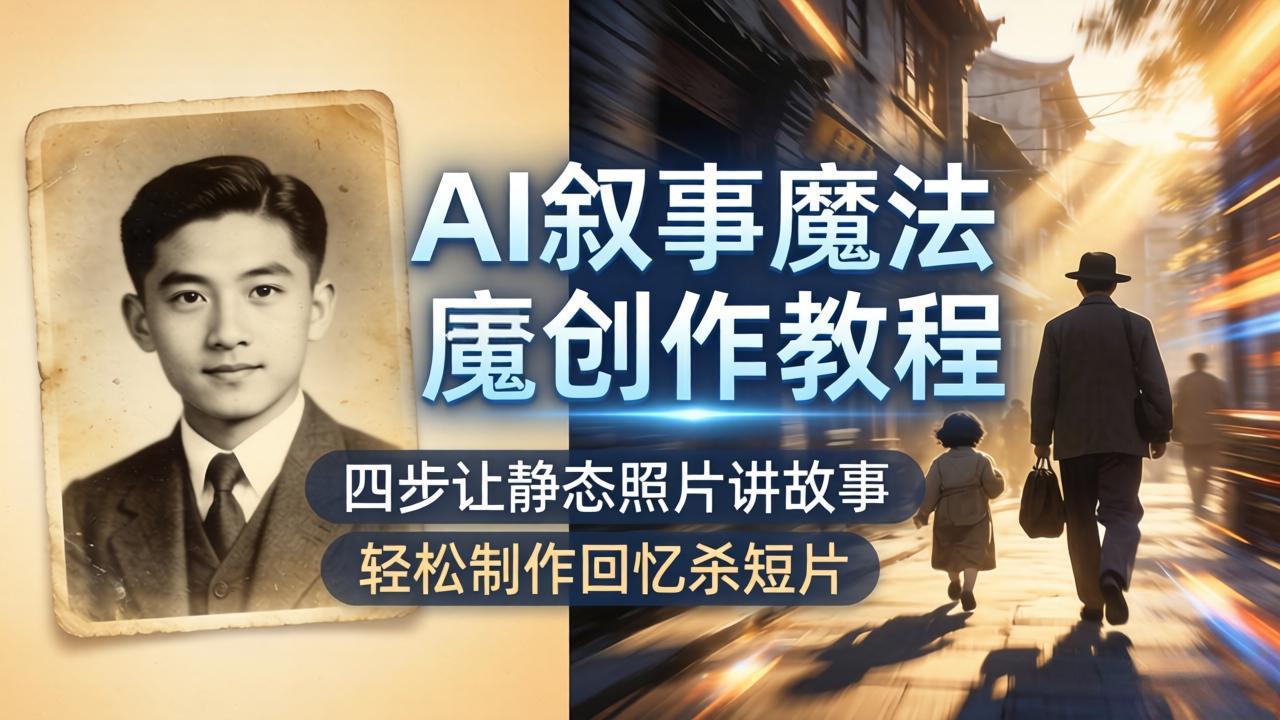 AI叙事魔法创作教程，四步让静态照片讲故事，老照片修复加动态特效，轻松制作回忆杀短片-轻创资源网