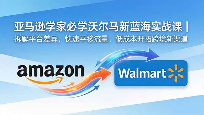 亚马逊卖家必学沃尔玛新蓝海实战课｜拆解平台差异，快速平移流量，低成本开拓跨境新渠道-轻创资源网