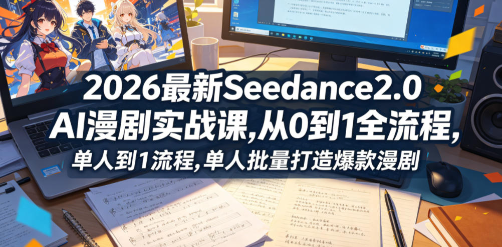 2026最新Seedance2.0 AI漫剧实战课,，从0到1全流程，单人批量打造爆款漫剧-轻创资源网