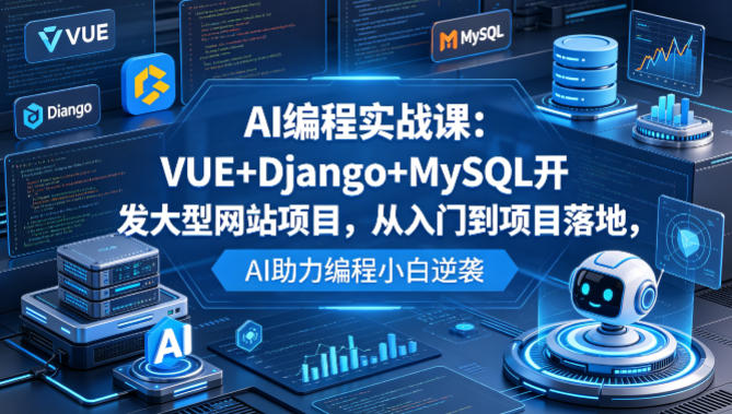 AI编程实战课：VUE+Django+MySQL开发大型网站项目，从入门到项目落地，AI助力编程小白逆袭-轻创资源网