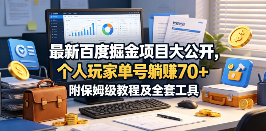 最新百度掘金项目大公开，个人玩家单号躺賺70+，附保姆级教程及全套工具【揭秘】-轻创资源网