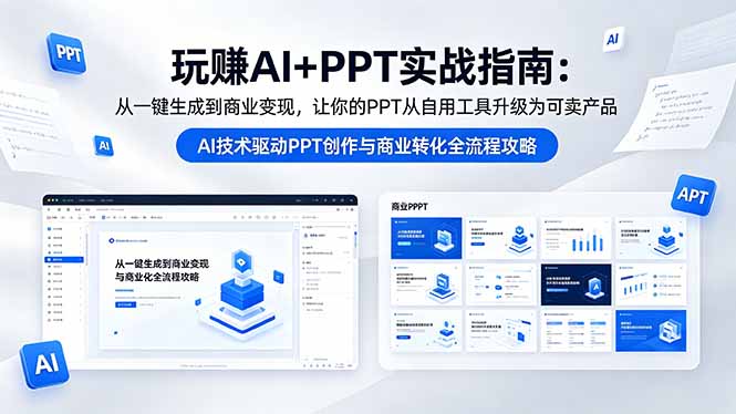 玩赚AI+PPT实战指南-更新5月13：从一键生成到商业变现，让你的PPT从自用工具升级为可卖产品-轻创资源网