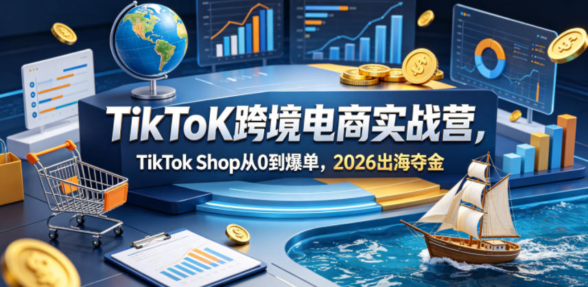 TikToK跨境电商实战营，TikTok Shop从0到爆单，2026出海夺金-轻创资源网