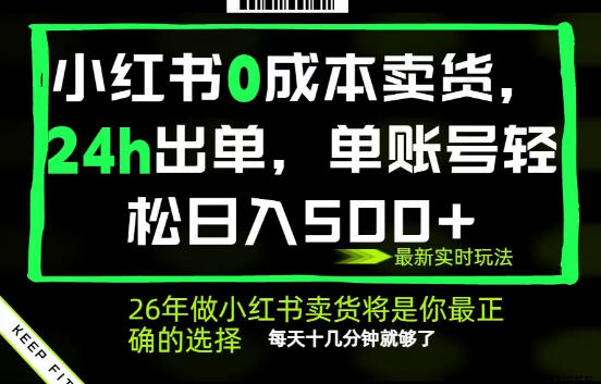 小红书0成本AI卖货，24小时出单，全流程托管，保底日入500+，每天十几分钟就够了【揭秘】-轻创资源网