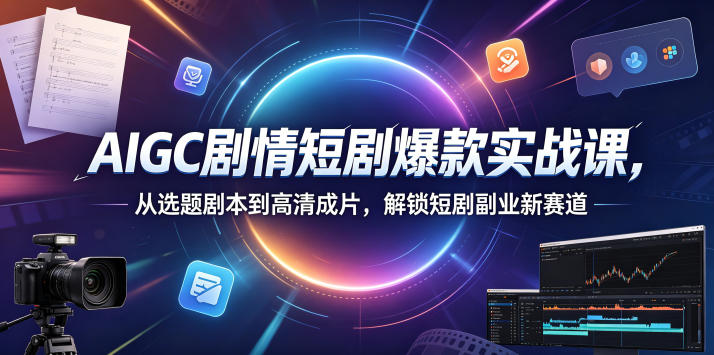 AIGC剧情短剧爆款实战课，从选题剧本到高清成片，解锁短剧副业新赛道-轻创资源网