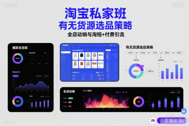 淘宝私家班，有无货源选品策略，高成功率爆款全流程打法，全店动销与淘短+付费引流(更新2026年5月22日)-轻创资源网