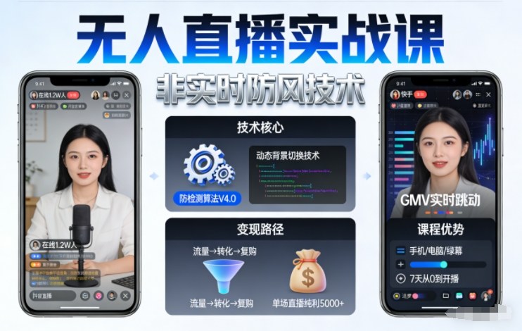宝子哥无人直播实战课，非实时防风技术，聚焦抖音快手等平台直播带货，轻松开启直播变现之路(更新2026年6月7日)-轻创资源网