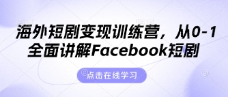 海外短剧变现训练营,从0-1全面讲解Facebook短剧-轻创资源网