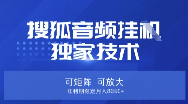 【搜狐音频挂G】独家技术，可矩阵可放大，红利期稳定月入8k【揭秘】-轻创资源网
