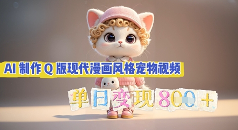 AI制作Q版现代漫画风格宠物视频，单日变现几张-轻创资源网